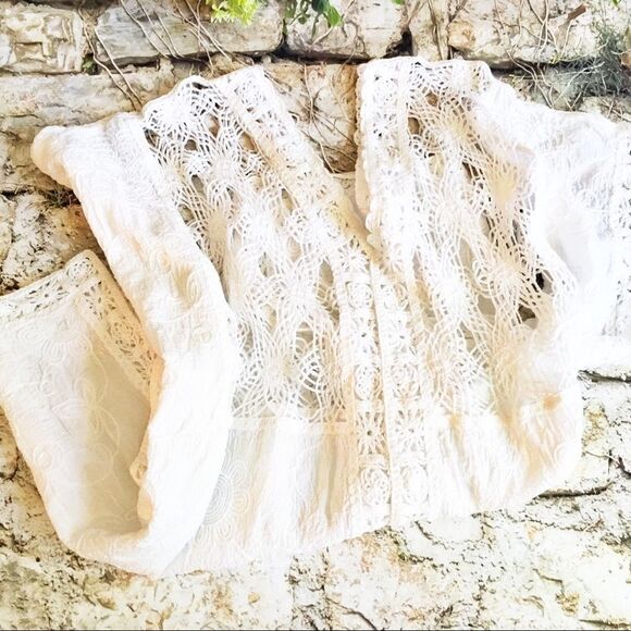 - ANTHRO “POL” White Lace Short Sleeve Top, M/ - Picture 1 of 8
